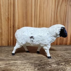 Vintage cast iron sheep coin bank